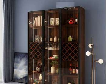 Tủ rượu phòng khách khung nhôm màu đen 3 cánh TU14